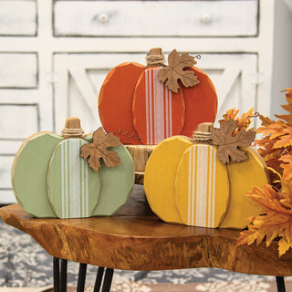 Distressed Chunky Feed Sack Stripe Pumpkin Decor