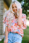 Multicolor Notch V-Neck Floral Blouse
