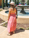 Neon Coral Tiered Maxi Dress