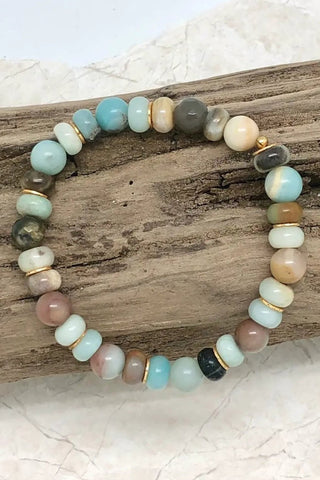 8MM Freshwater Pearl + Amazonite Stretch Bracelet - Allure Boutique WY