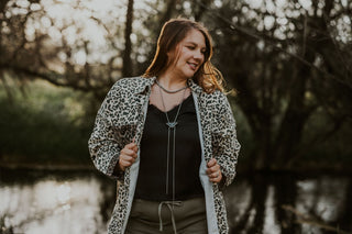 Leopard Contrast Print Denim Jacket