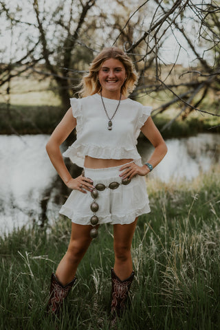 Ruffle Trim Top + Shorts Set