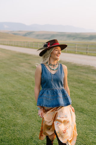 Denim Peplum Tank Top