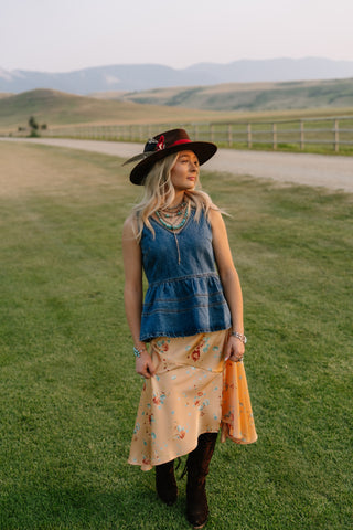 Denim Peplum Tank Top