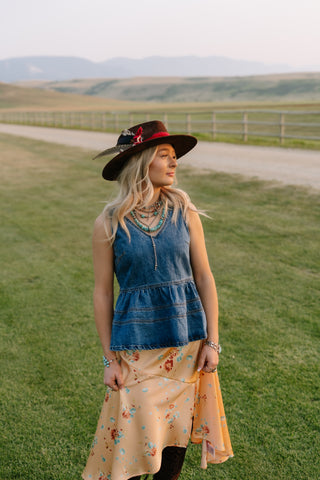 Denim Peplum Tank Top