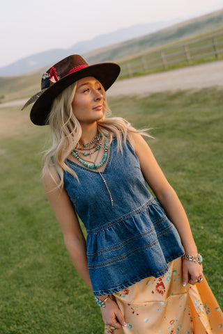 Denim Peplum Tank Top