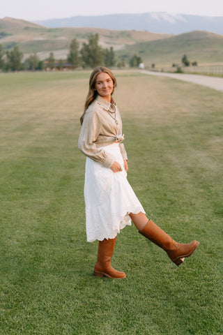 Lace Trim Embroidered Button Down Blouse