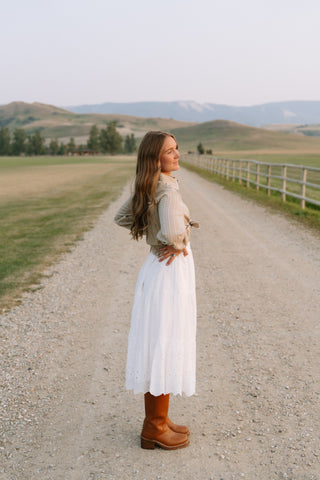 Lace Trim Embroidered Button Down Blouse
