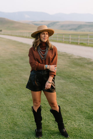 Faux Leather Belted Shorts