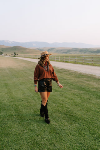 Faux Leather Belted Shorts
