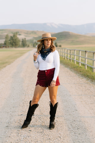 Studded Faux Suede Shorts