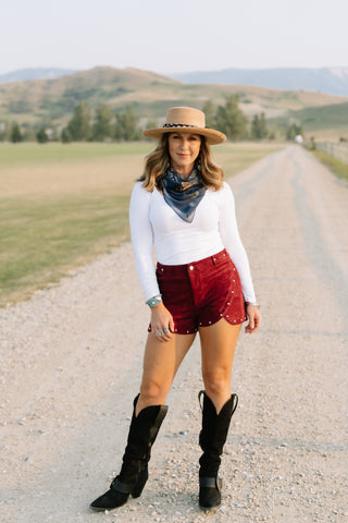 Studded Faux Suede Shorts