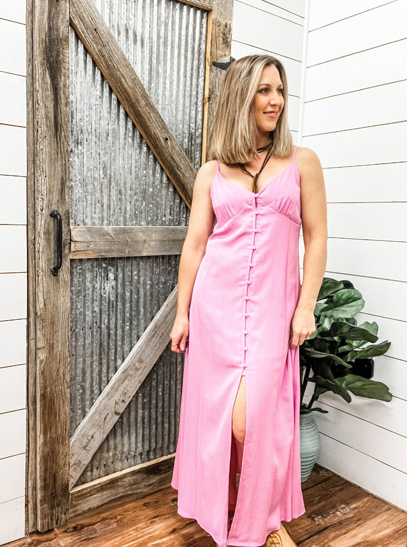 Baby Pink Strappy Maxi Dress