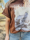 Badlands Western Graphic Tee in Chocolate
