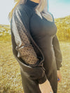 Black Knitted Sweater Dress with Open Sleeve Detail