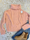 Blush Pink Knitted Turtleneck Sweater