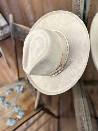 Brooke Black Vegan Pencil Curl Suede Fedora Hat