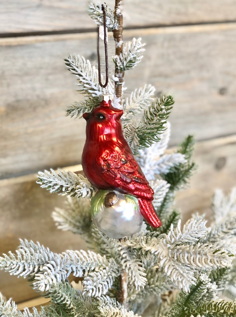 Cardinal Ornament with Glitter