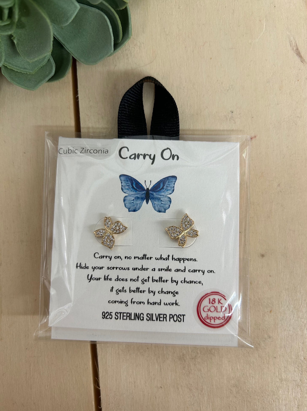 Carry On Butterfly Post Earring