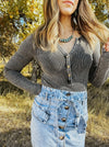 Charcoal Ribbed Henley Bodysuit