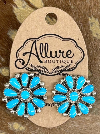 Round Turquoise Cluster Post