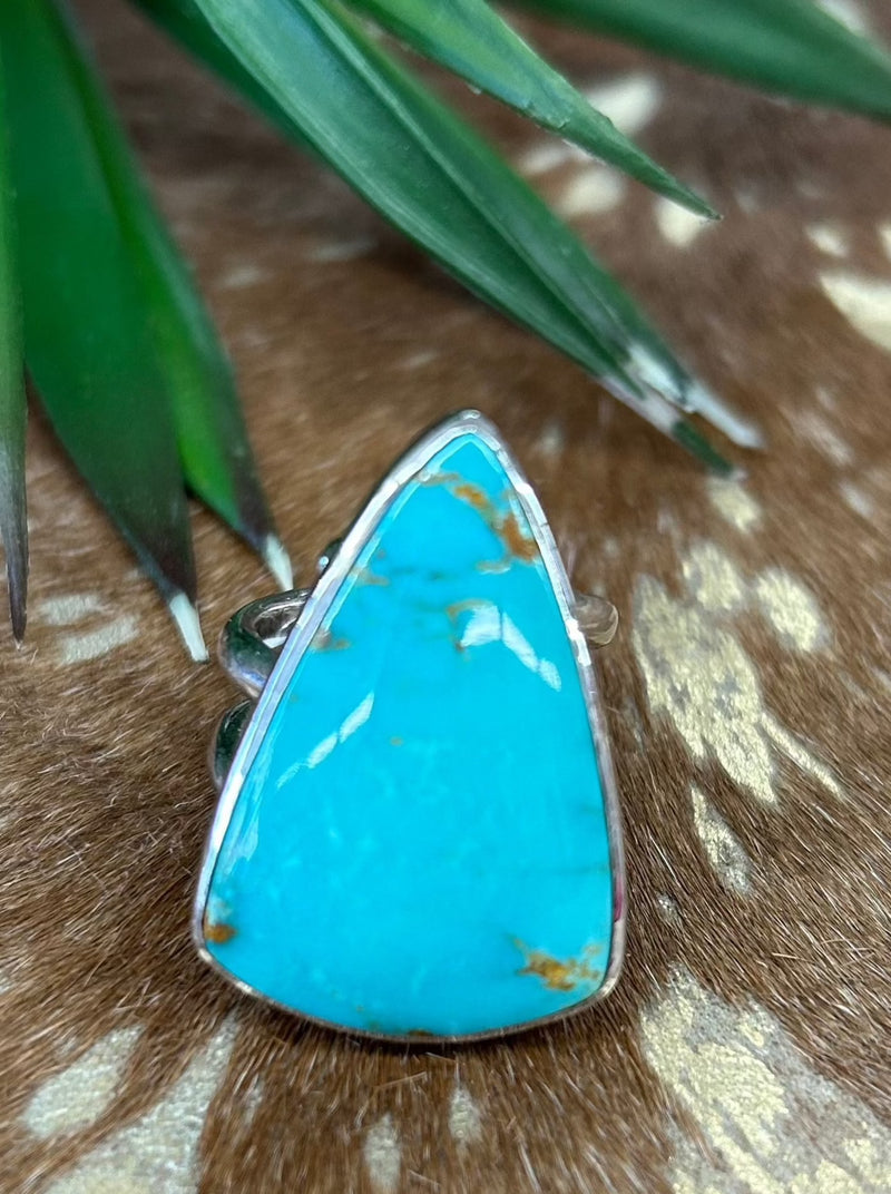 Contemporary Sterling Silver Turquoise Ring