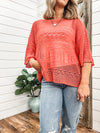 Coral Knitted Sweater with Bell Sleeve