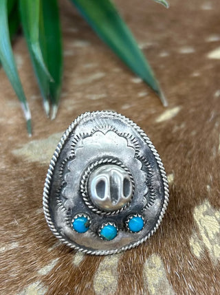 The Western Star: Sterling Silver & Turquoise Cowboy Hat Ring