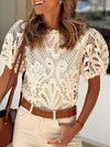 Crochet Lace Puff Sleeve Top
