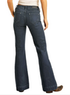 Dark Wash Slant Pocket Mid Rise Trouser Jean