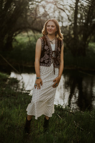 Embroidered Velvet Vest
