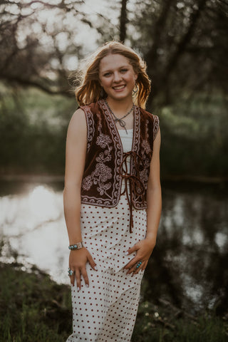 Embroidered Velvet Vest