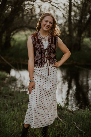 Embroidered Velvet Vest