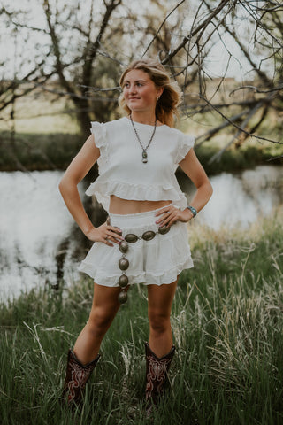 Ruffle Trim Top + Shorts Set