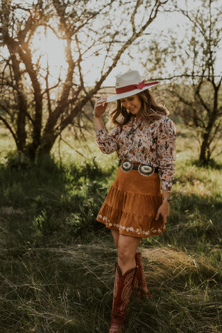 Western Print Chiffon Blouse
