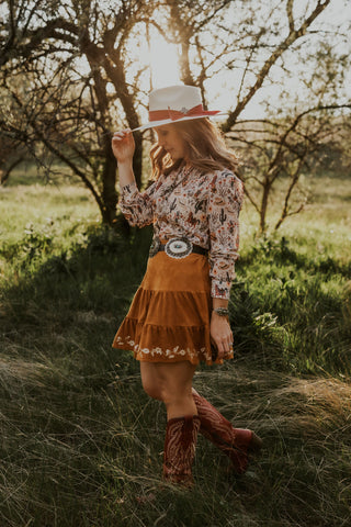 Western Print Chiffon Blouse