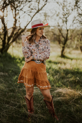 Western Print Chiffon Blouse