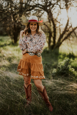 Western Print Chiffon Blouse
