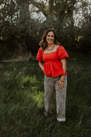 Zebra Print High Rise Vintage Straight Jean