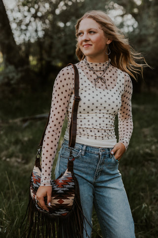 Ivory Polka Dot Mesh Top