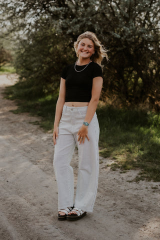 Striped Barrel Jean