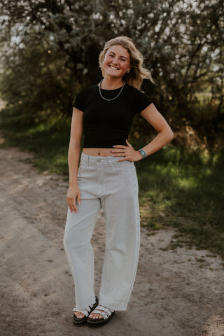 Striped Barrel Jean