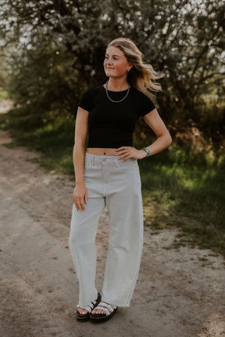 Striped Barrel Jean