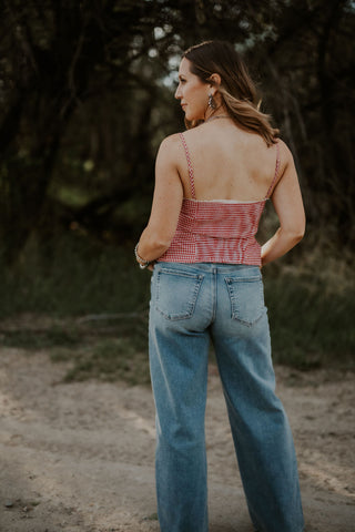Slouchy Wide Leg Jean with Side Shadow Stripe