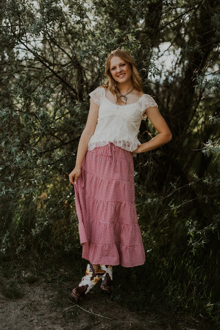 Lace Ruffle Peplum Top