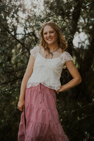 Lace Ruffle Peplum Top