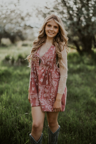 Printed Pleated V-Neck Romper