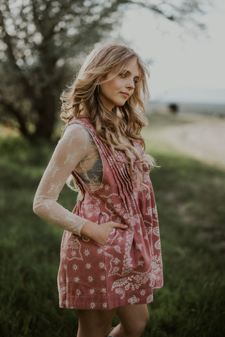 Printed Pleated V-Neck Romper