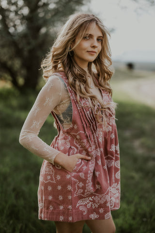 Printed Pleated V-Neck Romper