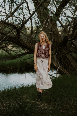 Embroidered Velvet Vest